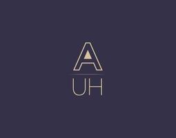 auh letter logo design imagens vetoriais minimalistas modernas vetor