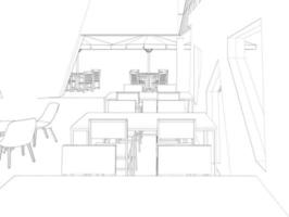 ilustração 3D da cafeteria vetor
