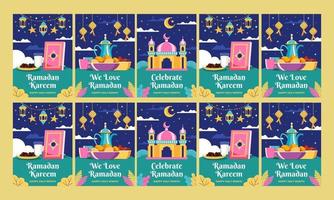 histórias de mídia social ramadan kareem vetor design plano