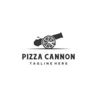 vetor de ícone de conceito de design de logotipo vintage de pizza de canhão