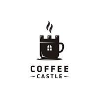 vetor de design de logotipo de café castelo de café