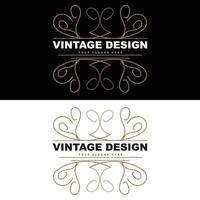 design vintage retrô, logotipo de ornamento vetorial minimalista luxuoso, com estilo mandala e batik, ilustração de marca de produto, convite, banner, moda vetor