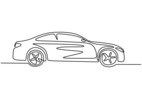 um desenho de linha do carro. veículo sedan, minimalismo de ilustração vetorial vetor