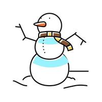 ilustração em vetor ícone de cor de inverno boneco de neve