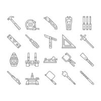 ferramenta de carpinteiro e conjunto de ícones de acessórios vetor