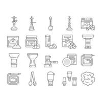 conjunto de ícones de coleção de fumo de narguilé vetor