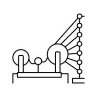 tecelagem e empenamento da ilustração vetorial do ícone da linha da máquina de algodão vetor