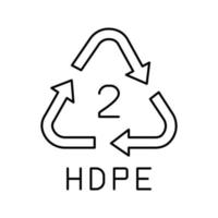 hdpe reciclar ícone da linha de produtos de plástico ilustração em vetor