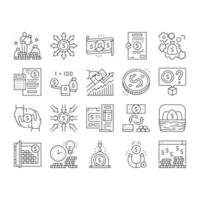 conjunto de ícones de coleção de capital financeiro de riqueza vetor