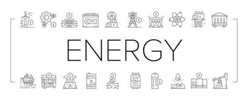 conjunto de ícones de energia, eletricidade e combustível vetor