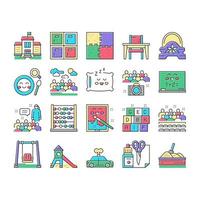 vetor de conjunto de ícones de coleção de atividades de jardim de infância