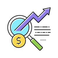 pesquisa ilustração isolada de vetor de ícone de cor de investimento crescente