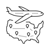 ilustração vetorial de ícone de linha de viagem dos eua vetor