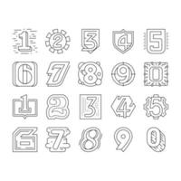 conjunto de ícones de coleção de título numeral de números vetor