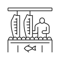 ilustração em vetor ícone de linha de salmão de planta de processamento