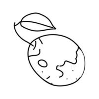 ilustração vetorial de ícone de linha de fruta de folha azul de ameixa vetor