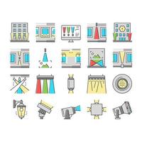 vetor de conjunto de ícones de coleção de ferramentas de iluminação de fachada