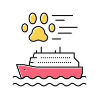 transporte de animais de estimação em ilustração vetorial de ícone de cor de navio vetor