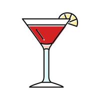 ilustração em vetor ícone de cor de bebida de copo de coquetel cosmopolita