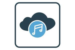 ilustração do ícone da música em nuvem. ícone relacionado ao reprodutor de música. estilo de ícone sólido. design vetorial simples editável vetor