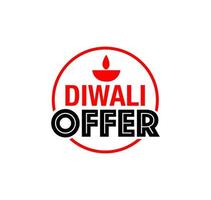 adesivo de oferta diwali com unidade diwali diya. vetor