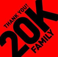 obrigado família 20k. 20 mil seguidores obrigado. vetor