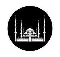 ícone de vetor da Mesquita do Sultão Ahamed. sultão ahamed mesquita ilustração em vetor preto e branco. ícone da mesquita azul.
