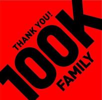 obrigado família 100k. 100k seguidores obrigado. vetor