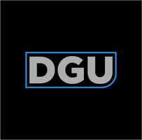 monograma das letras iniciais do nome da empresa dgu. ícone da marca dgu. vetor