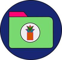 ícone de pote de planta de cacto na pasta vetor