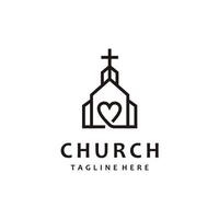 amantes da igreja cristã cross gospel linha arte inspiração de design de logotipo vetor