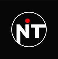 monograma de letras iniciais da empresa nit. nit com ponto vermelho na rodada. vetor