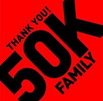 obrigado família 50k. 50 mil seguidores obrigado. vetor