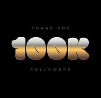obrigado, 100k seguidores. post de agradecimento aos seguidores nas redes sociais. vetor