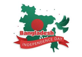 feliz dia da independência de bangladesh em 26 de março ilustração com bandeira acenando e feriado da vitória em mão plana desenhada para modelos de página de destino vetor
