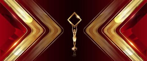 fundo de prêmio de palco dourado marrom vermelho. troféu de moldura de forma de diamante em fundo de luxo. modelo de design abstrato moderno. levou gráficos de movimento visual. cartaz de convite de casamento de casamento. vetor