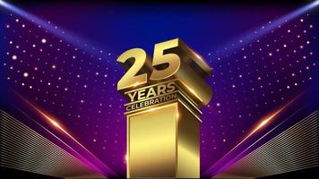 25 anos de jubileu azul rosa ouro shimmer prêmios celebração de fundo de gráficos. modelo de hollywood de hollywood de luz de entretenimento premium certificado de banner de modelo de design abstrato corporativo premium vetor