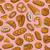 fundo vector sem costura rosa com deliciosos doces