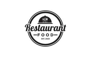 distintivo de restaurante, pôster com modelo de logotipo de garfo e faca vetor