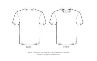 modelo de vetor de camiseta branca frente e verso isolado no fundo branco