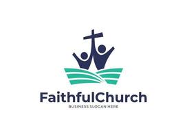 gráfico de vetor de ilustração do conceito de designs de logotipo de igreja fiel. perfeito para comunidade, educação, bíblia, católico