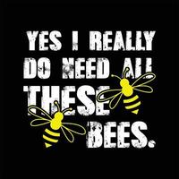 design de camiseta de abelha vetor