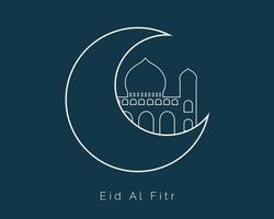 eid al fitr linha arte modelo vetor