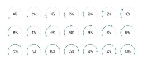 conjunto de ilustração vetorial de diagramas de porcentagem de setor circular vetor