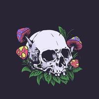 crânio abandonado, design floral escuro