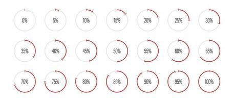 conjunto de ilustração vetorial de diagramas de porcentagem de círculo vetor