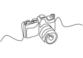 vetor digital da câmera dslr, um desenho de linha única contínua. desenho contínuo de uma linha de câmera fotográfica profissional.
