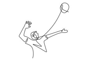 desenho de linha contínua de atleta de voleibol masculino. atleta profissional. fitness conceito esportes saúde. vetor