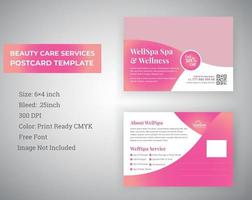 design de modelo de cartão postal para serviços de cuidados de beleza spa vetor