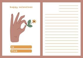 cartão do dia dos namorados nota de dedicação carta de amor bonito design plano escandinavo vetor